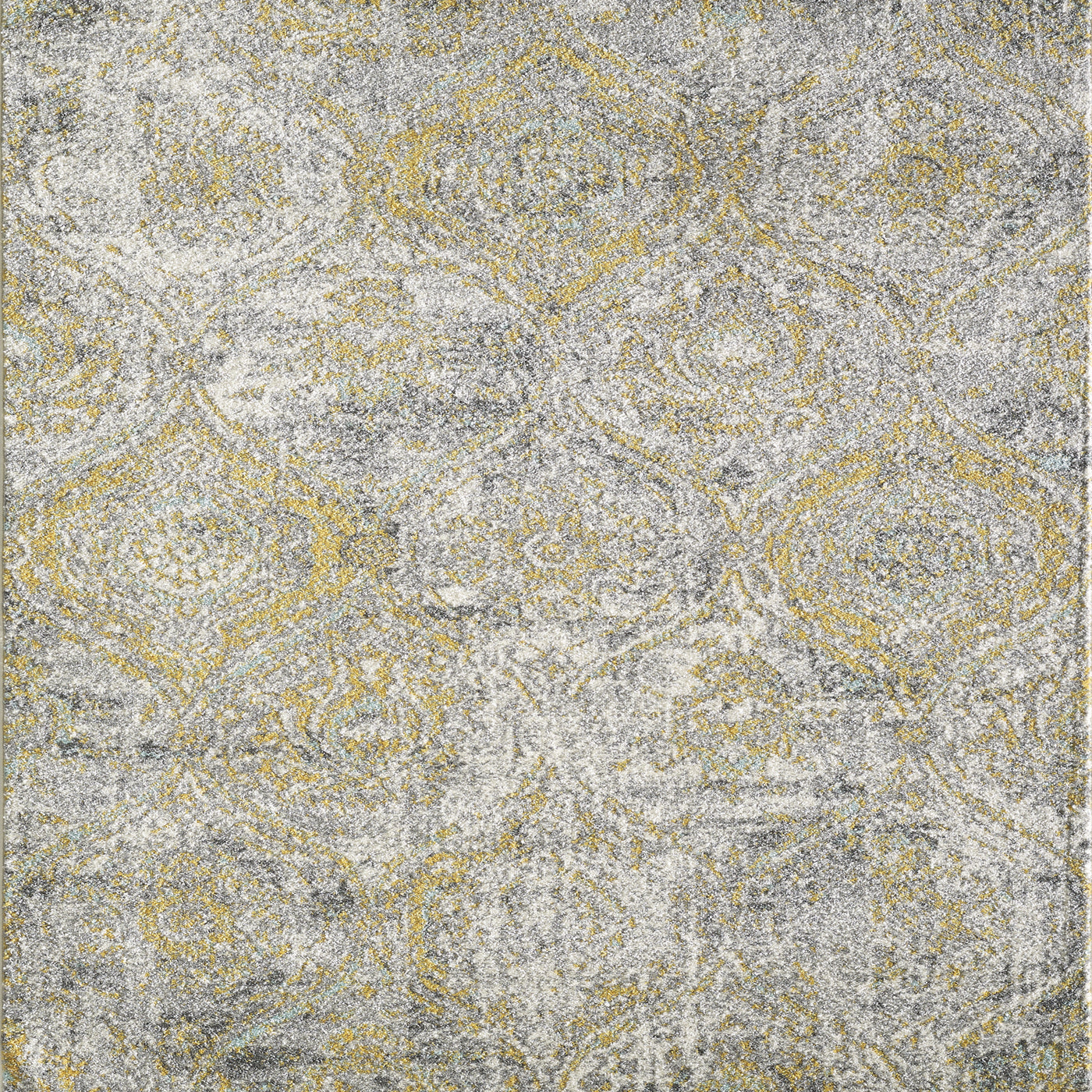 Loops 3' x 5' Damask Cream/Gray/Yellow Rug