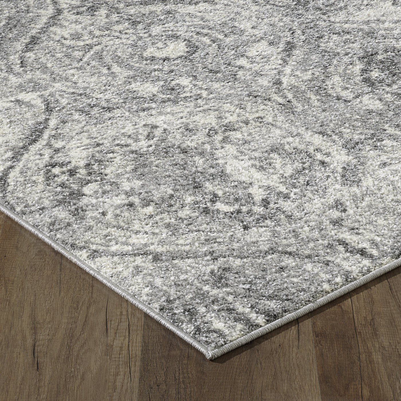 Loops 5' x 7' Damask Gray/Cream Rug