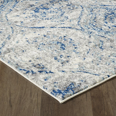 Loops 5' x 7' Damask Blue/Cream Rug