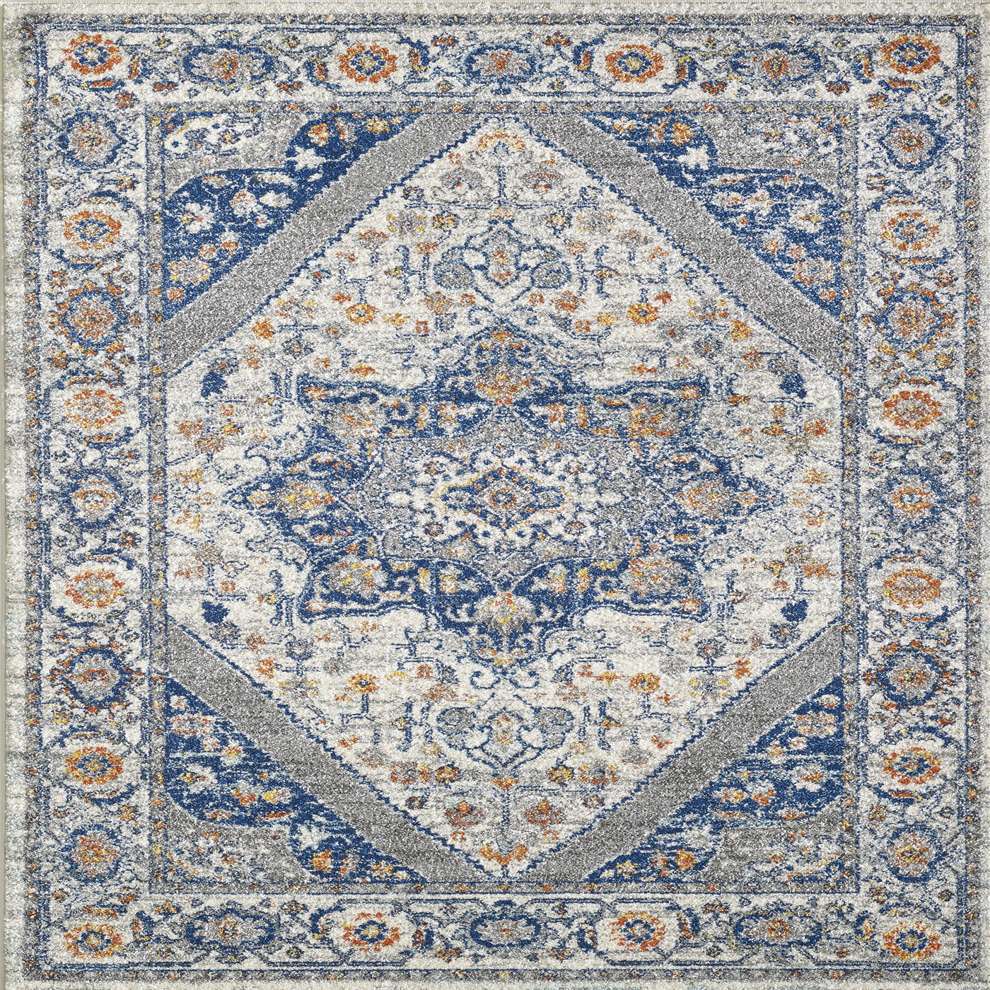 Vintage 2' x 8' Oriental Blue/Cream Rug