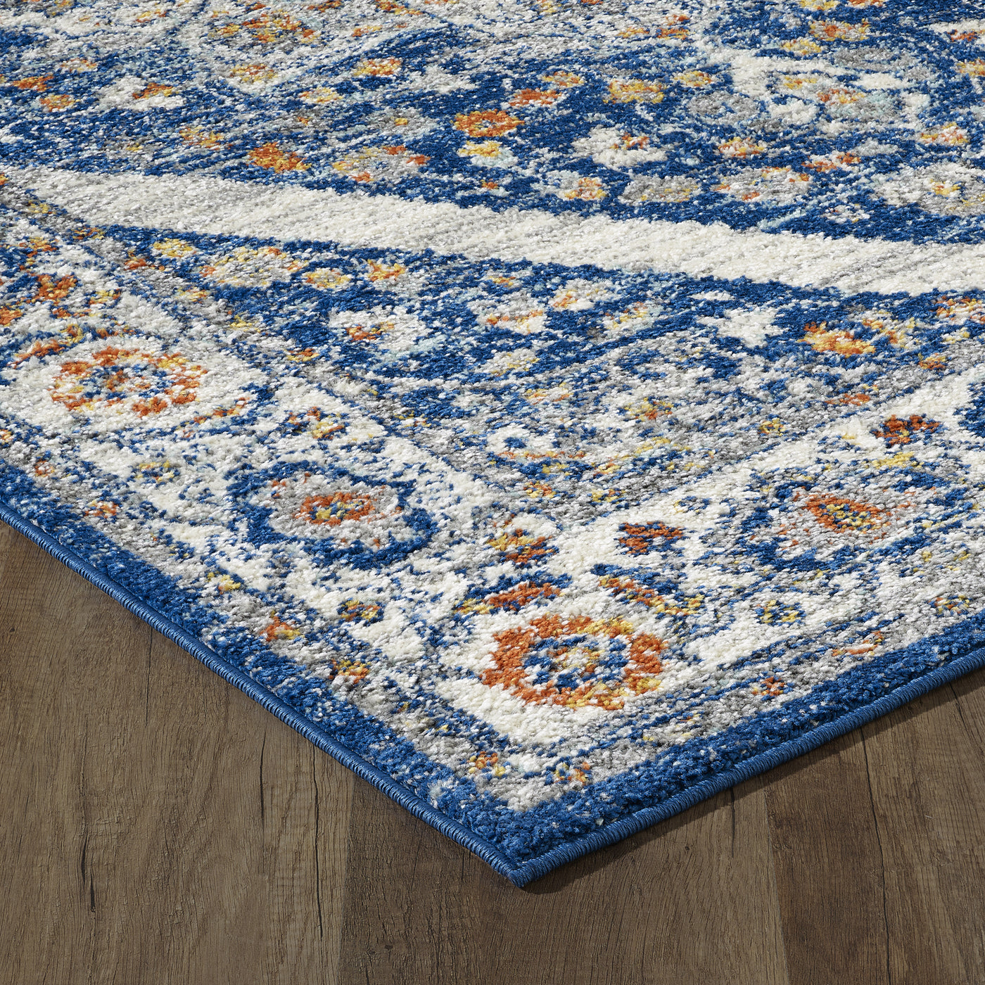 Vintage 2' x 8' Oriental Blue/Cream Rug