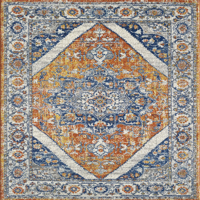 Vintage 2' x 8' Oriental Blue/Cream Rug