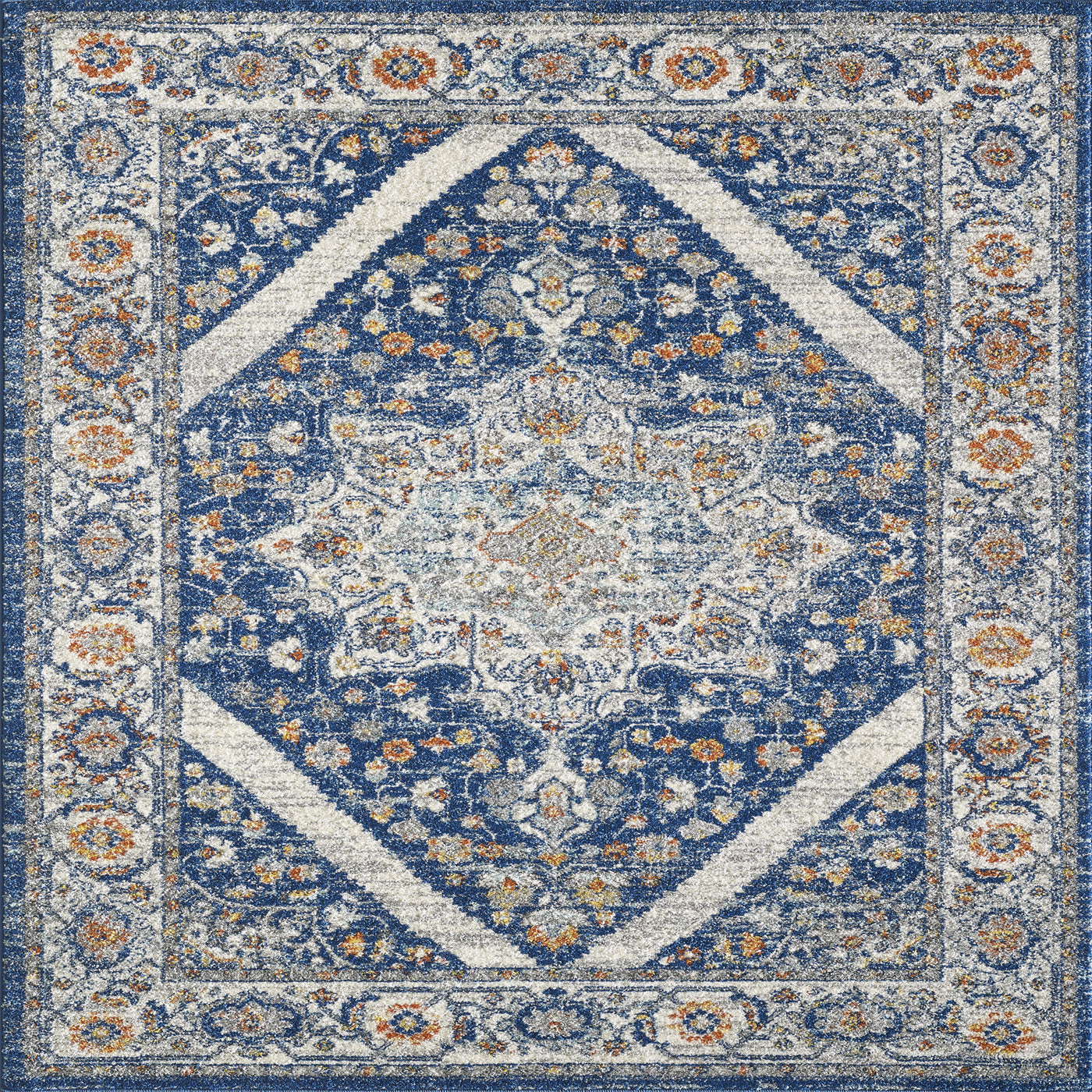 Vintage 5' x 7' Oriental Blue/Cream Rug