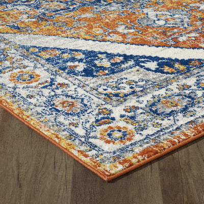 Vintage 8' x 10' Oriental Blue/Cream Rug