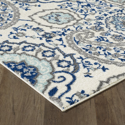 Angel 6' x 9' Ikat Blue/Cream Rug