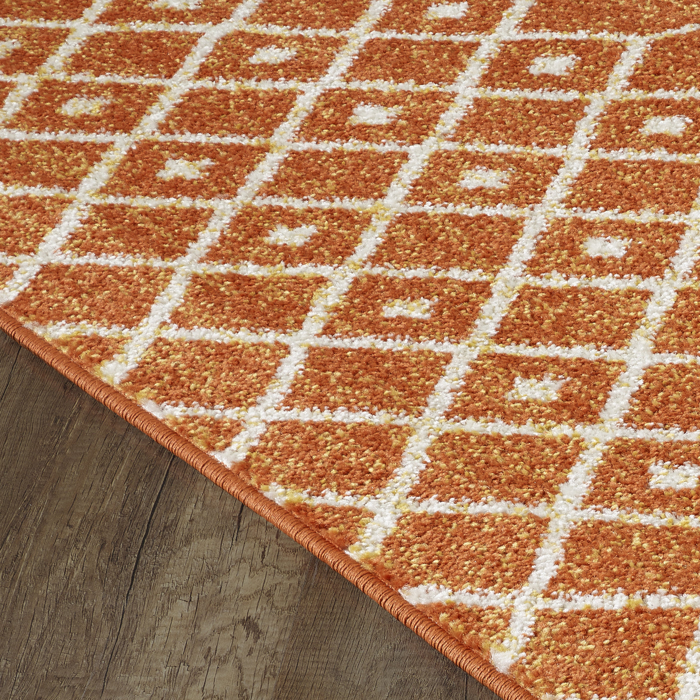 Grid 10' x 14' Geometric Orange/Cream Rug