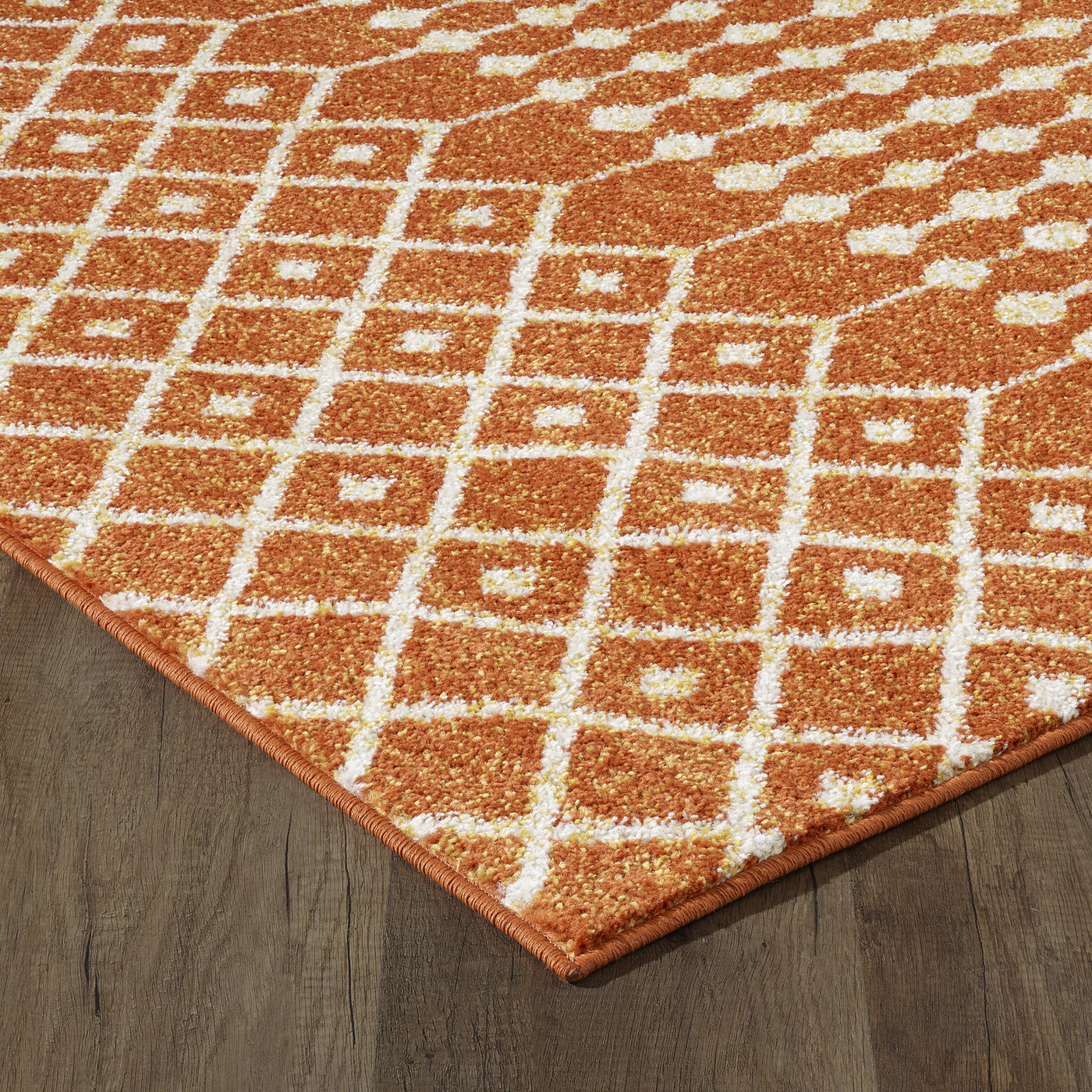 Grid 10' x 14' Geometric Orange/Cream Rug