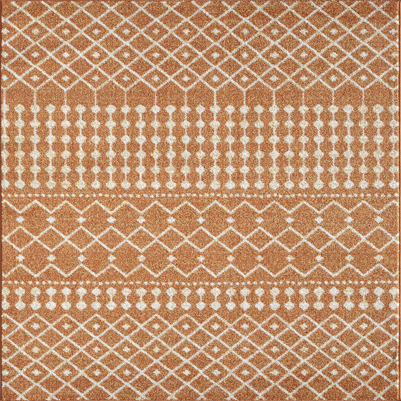 Grid 10' x 14' Geometric Orange/Cream Rug