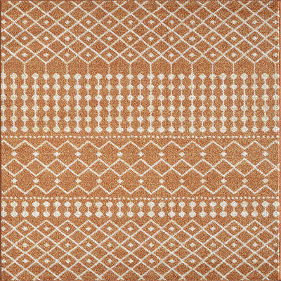 Grid 10' x 14' Geometric Orange/Cream Rug