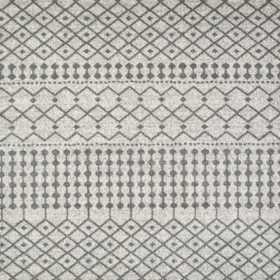 Grid 2' x 8' Geometric Gray/Cream Rug