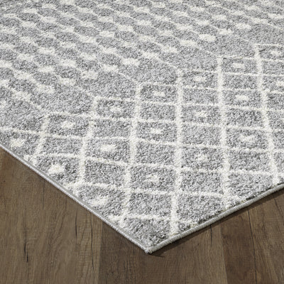 Grid 2' x 8' Geometric Gray/Cream Rug