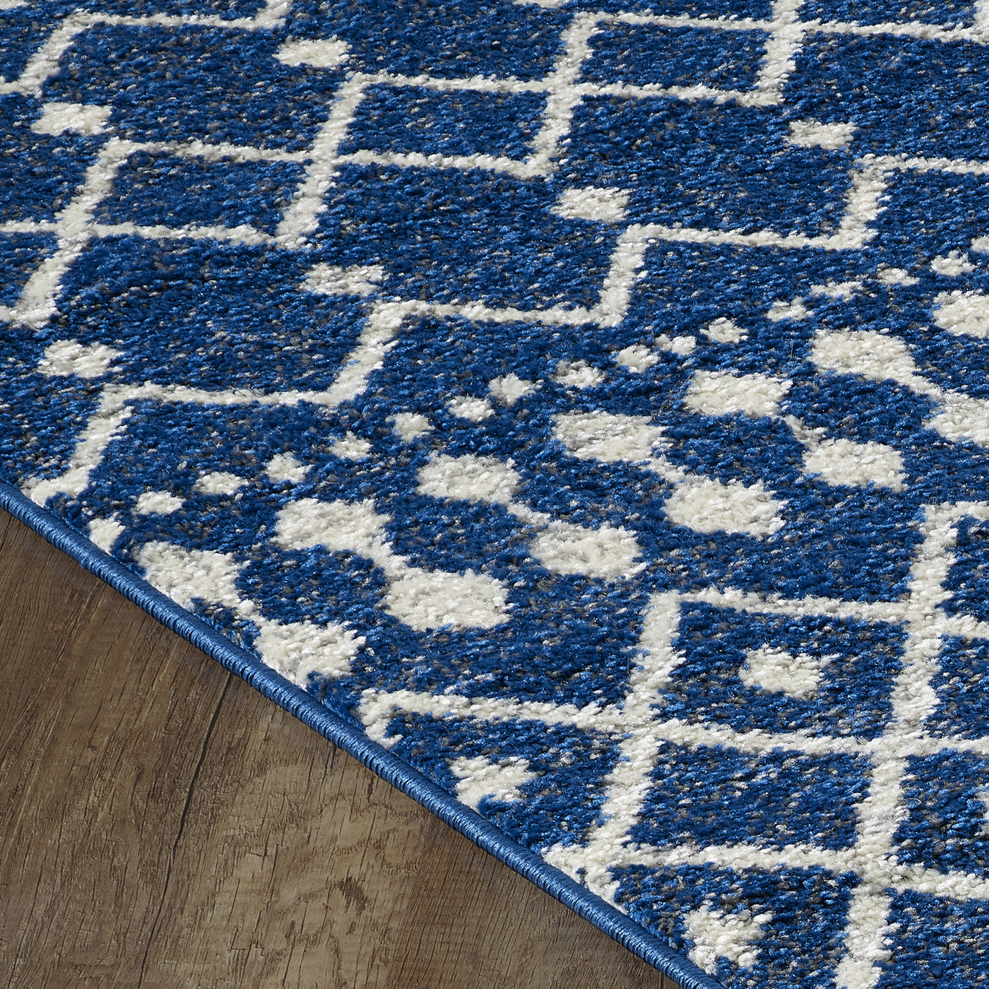 Grid 2' x 8' Geometric Blue/Cream Rug