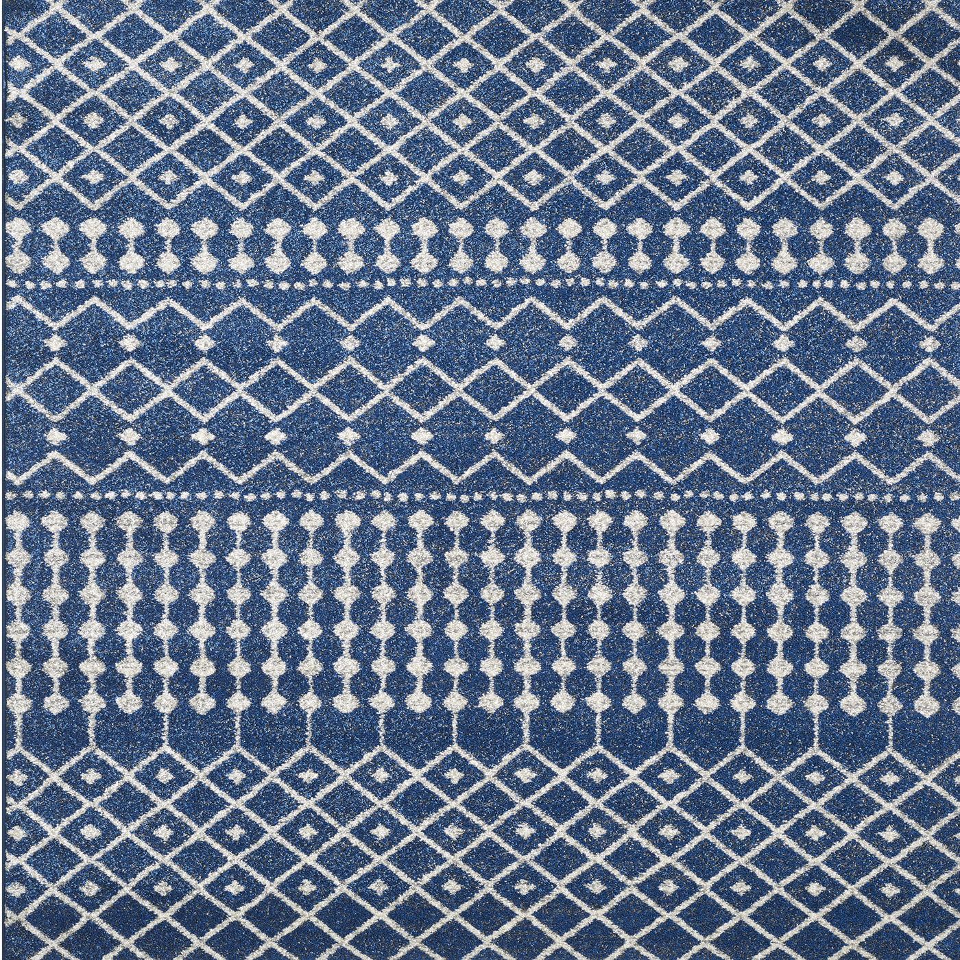 Grid 2' x 8' Geometric Blue/Cream Rug