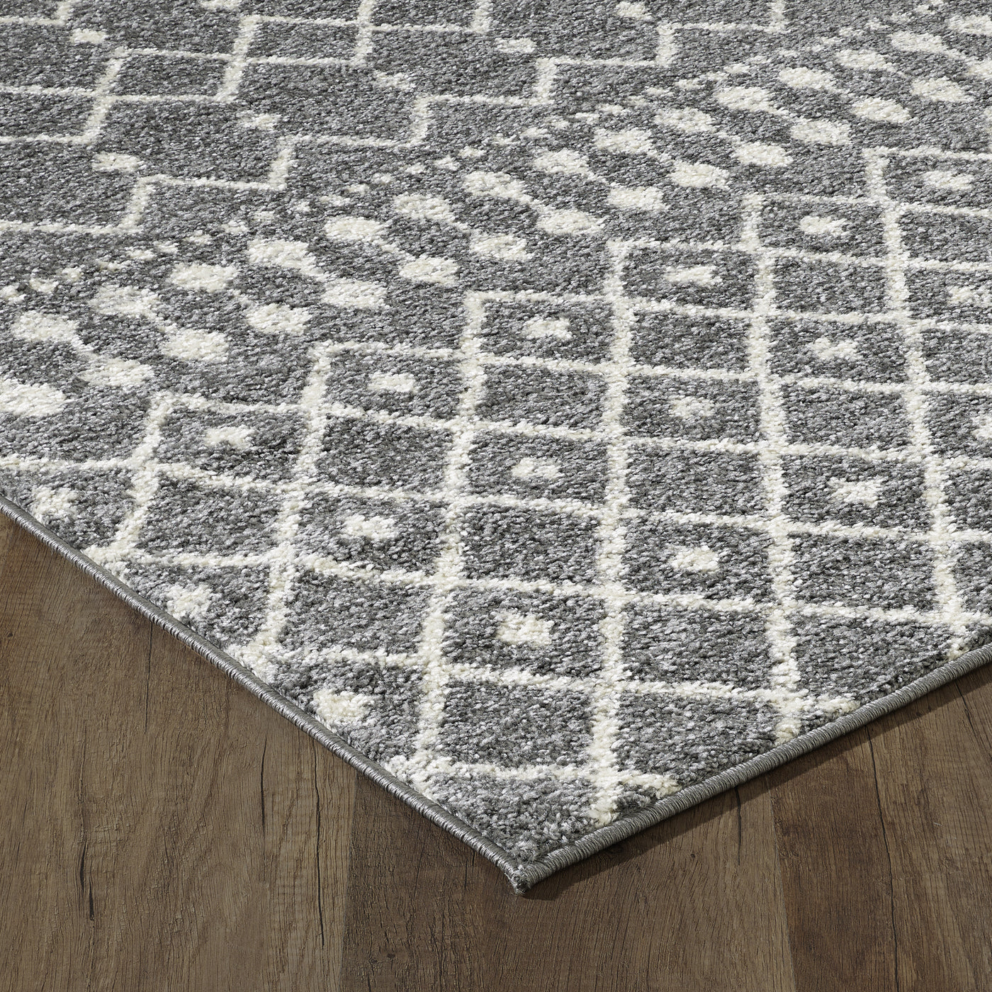 Grid 3' x 5' Geometric Gray/Cream Rug