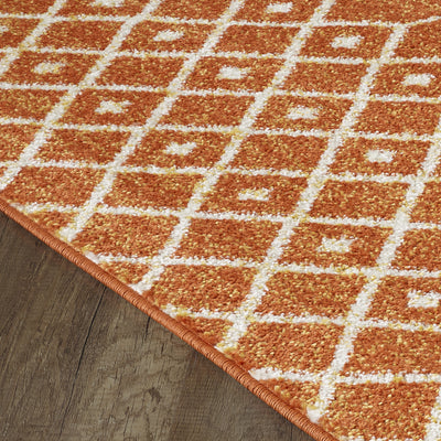 Grid 3' x 5' Geometric Orange/Cream Rug