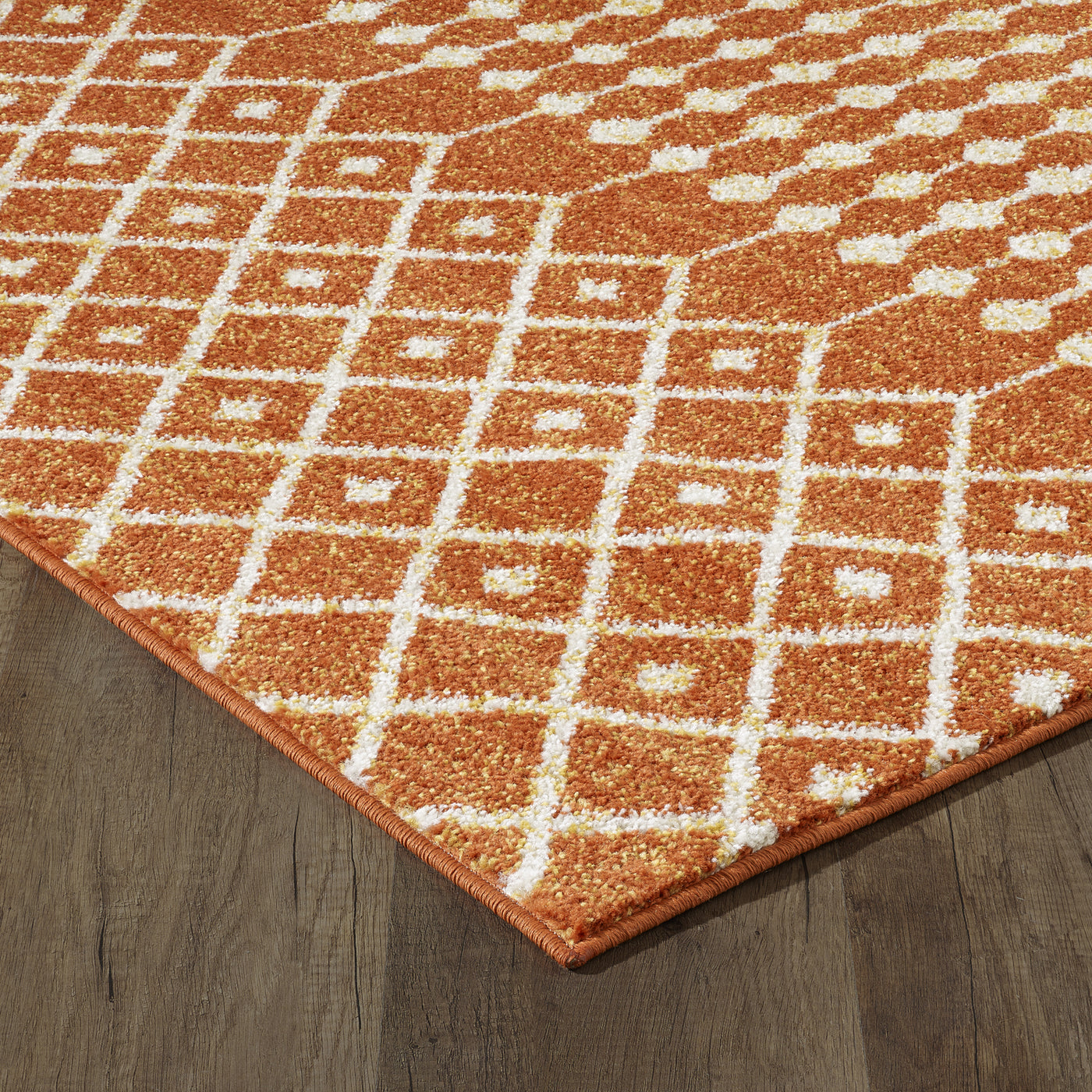 Grid 3' x 5' Geometric Orange/Cream Rug