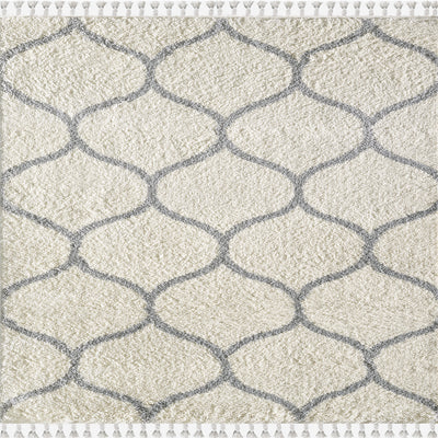 Oval 5' x 7' Geometric Gray/Cream Rug