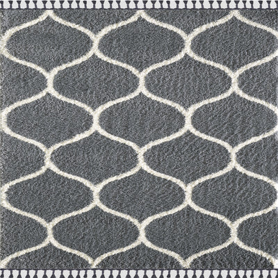 Oval 5' x 7' Geometric Gray/Cream Rug