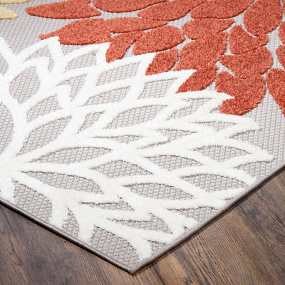 Nature 3' x 5' Floral Orange/Cream Rug